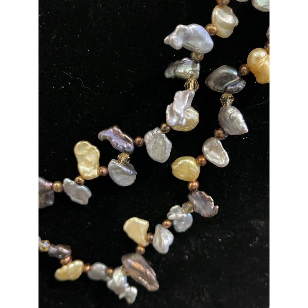 Lucas Lameth LUC 925 Baroque Freshwater Pearl 2 Strand Statement Necklace - Picture 16 of 16